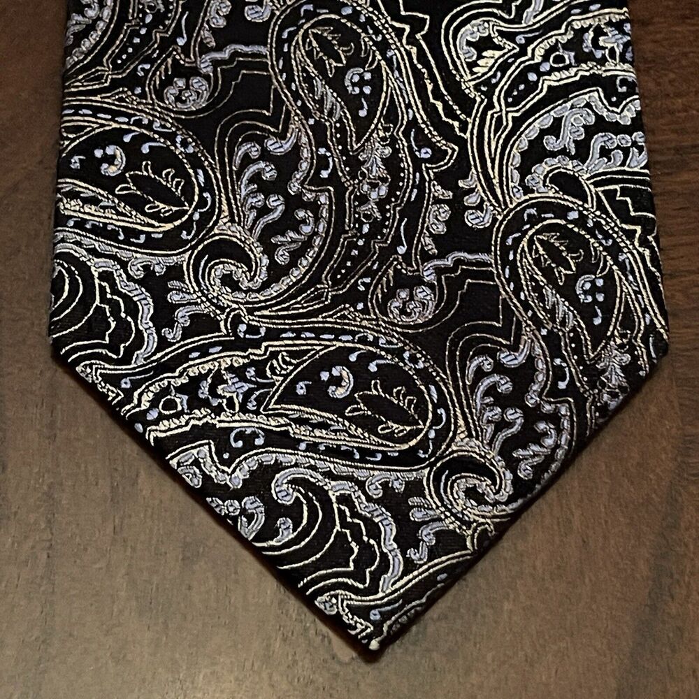 Platinum Designs Black Blue Hand Made 100% Silk Men’s Neck Tie Made In China